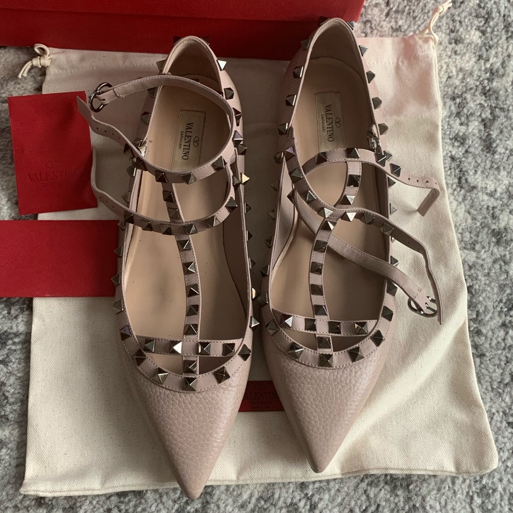 Valentino rockstud ballerina, taupe
